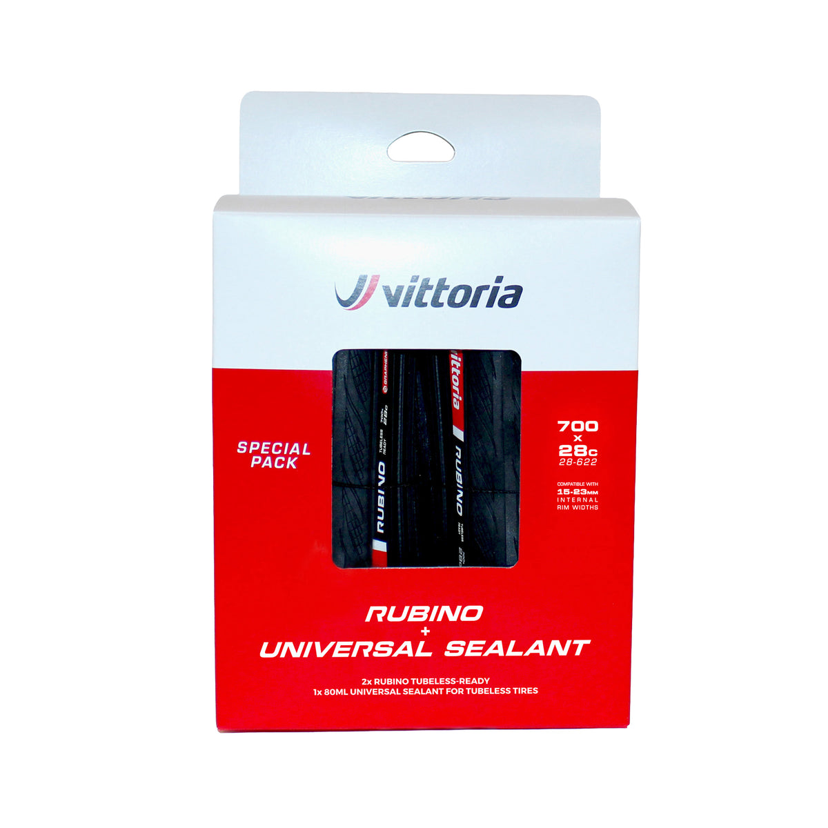 Pack 2 Cubiertas Vittoria Rubino V TP Sellante 80ml Negro